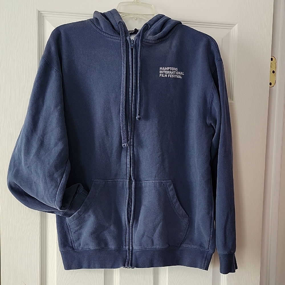 Hamptons International Film Fest Hooded Zip Sweatshirt. Med Blue. Unisex M